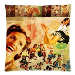 Pillow 2022 Personalised Pillowcase Pin Up Girl Print Cases Polyester Sofa Car Cover Home Decor 45x45cm