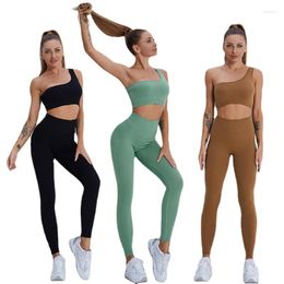 Active Sets Women's Fitness Sexy Bra Yoga Set High Waist Hip Lift Seamless Leggings Running Training Push Up Sports Pants