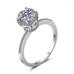 Cluster Rings Passed Diamond Test 0.8Ct Moissanite Crown Ring 925 Sterling Silver Women Engagement Wedding Anniversary Luxury Jewellery