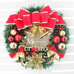 Decorative Flowers 2023 Hanging Garland Christmas Ornament Wreath 30CM Bow Decoration Decoracion Hogar