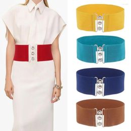 Belts Women Fashion Wide Elastic Belt Metal Buckle Cinch Thin Waistband Ladies Dress Waist Band Cummerbands