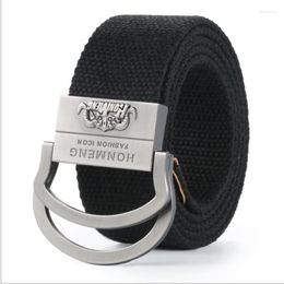Belts Aoluolan Double Loop Buckle Canvas Belt Men's Unisex Nylon Selling Man Outdoor Sport Weave