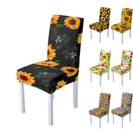 Chair Covers Sunflower Print Elastic Cover Spandex Slipcover Strech Kitchen Stools Seat Home El Banquet Decoration