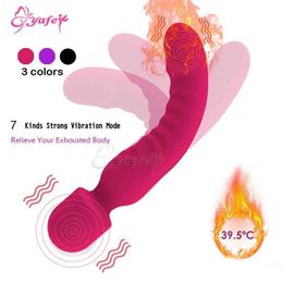 Vibrators Waterproof Wand Massager Vibrator Wireless Heating Body Multiple Mode Usb Rechargeable 1115