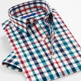 Men's Casual Shirts Smart Five Cotton Mens 2022 Summer Shirt Short Sleeve High Quality Plaid For Male SFS5A315