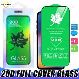 20D Full Cover Tempered Glass Phone Screen Protector For IPhone 14 13 12 mini 11 pro max XR XS Samsung A12 A22 A32 A42 A52 A37 A02S A03S With Retail Hard Box