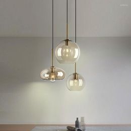 Pendant Lamps Nordic Industrial Glass Lights For Dining Room Kitchen Fixture E27 Hanging Lamp Restaurant Bar Loft Decor Chandelier