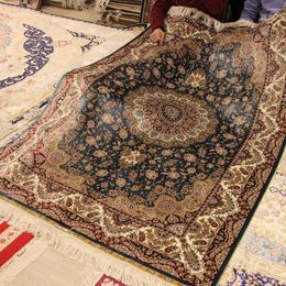 Carpets YILONG 4'x6' Soft Hand Knotted Silk Area Rug Sheen Handmade Craft 0622