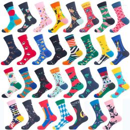 Men's Socks Novelty Happy Funny Men Japanese Harajuku Colorful Cotton Hip Hop Skateboard Autumn Winter For Christmas Gift