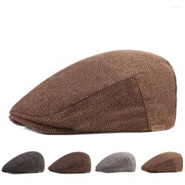 Berets Caps For Men Winter Warm Herringbone Black Cotten Hat Male Visor Beanies Baseball Cap Beret Gorros