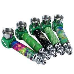 Colourful Zinc Alloy Dice Style Pipes Pattern Decoration Portable Removable Dry Herb Tobacco Philtre Silver Screen Handpipes Mini Hand Smoking Cigarette Holder