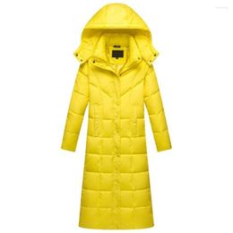 Women's Trench Coats 2022 4XL White Duck Down Jacket Women Thick Long Winter Coat Hooded Korean Female Puffer Femme 186