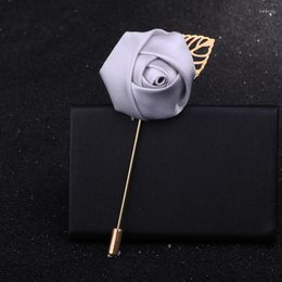 Men's Suits Silver Grey Rose Fashion Brooch Pin Men Women Blazer Suit Lapel Wedding Party Boutonniere Charm Jewellery Clothes Accessory