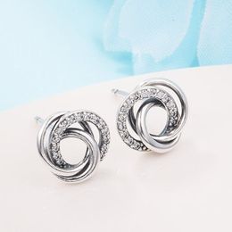 925 Sterling Silver Family Always Encircled Stud Earrings Fits European Pandora Style Jewellery Fashion Earrings