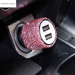 Diamond-mounted Car Phone Safety Hammer Charger Dual USB Fast-Charged Diamond Aluminum Alloy 6 Color