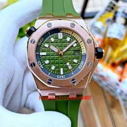 10 Colour Men's Watches new version Diver 42mm Green Dial 15720ST.OO.A052CA.01 Asia 2813 Movement Transparent Mechanical Automatic Excellent Men's Wristwatches