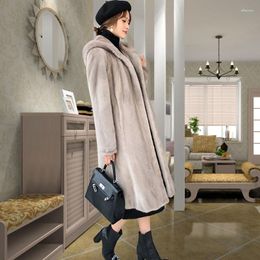 Women's Fur X-Long Full Size Long Fat Winter 2022 Fashion Mink Jas Women Over The Knees Female Medium Warm Coats