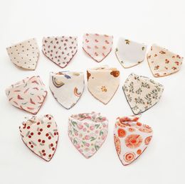 Infant Gauze Feeding Drool Bibs Cotton Accessories Newborn Cartoon Print Colour Soft Triangle Saliva Towel Baby Bibs