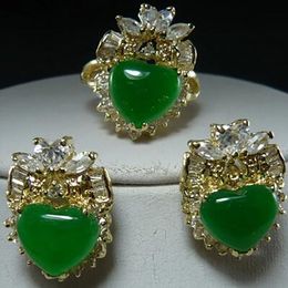 fashion Charming Jewellery Jade lady Heart ring Earrings Set