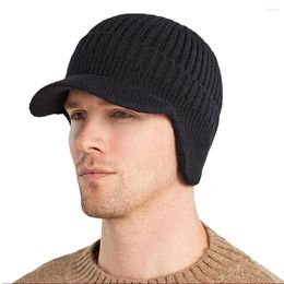 Berets Men Knitted Peaked Cap Anti Cold Thickened Fashion Warm Winter Solid Comfortable Outdoor Ear Protection Portable With Earflaps