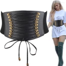 Belts Lady PU Leather Waistband Girls Elastic Coat Undershirt Dress Belt Decorated With Ultra-wide Retro Joker Trend B-9048