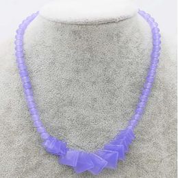 fashion wholesale purple jade round and square necklace 18inch