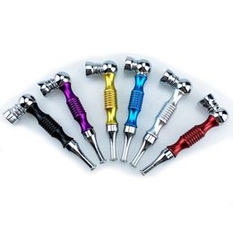 Latest Colorful Metal Alloy Pipes Portable Removable Dry Herb Tobacco Filter Silver Screen Handpipes Mini Hand Smoking Cigarette Holder Easy Clean DHL