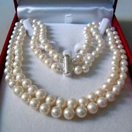 Beautiful Charming Jewellery 8-9mm white pearl necklace 17-18inch