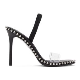 Black Shoes & Accessories Black Nova Heeled Sandals slippers stiletto Heel mules PVC strap stain women's shoe Party 10cm leather sole factory footwear