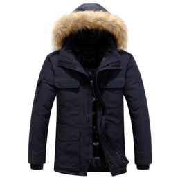 Дизайнерская мужская черная шуба, пуховик, зимняя модная парка, непромокаемая ветрозащитная ткань, толстая вышивка, плечевой ремень, теплое классическое пальто