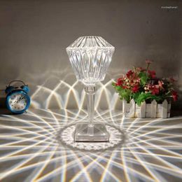 Table Lamps Cordless Restaurant Crystal Lamp Touch Rechargable Led Desk With USB For Bedroom Bedside Decorative Living Room