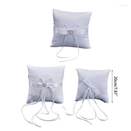 Decorative Flowers Square Ring Pillow Lace Bow Cushion Bearer For Beach Wedding Western Style Weddings Party Bracelet Necklaces Supplies
