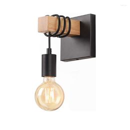 Wall Lamp MMBL Home Decor Wood Mirror LED Lamps Black For Bedroom Bedside Without Bulb E27 AC110-220V