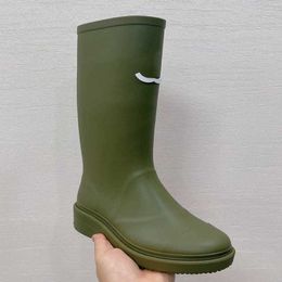 Designer Platform Women Rubber Rain Boots Waterproof Welly Knee-High Water Soles PVC Outdoor Casual Winter Boots NO431