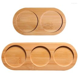 Kitchen Storage Pepper Mill Tray Bamboo Tea Salt And Shaker Stand Wood Holder Home Decoration Crafts #