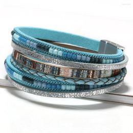 Bangle Bohemia Multilayer Elastic Sweet Bracelets Set For Women Multi-Color Beads Weaving Combination Bracelet Charm Jewelry Gifts