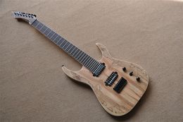 Natural Wood Body 7 strings Electric Guitar With Black Hardware Rosewood Fingerboard Provide Custom Service