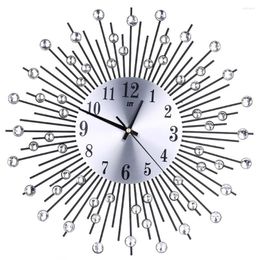 Wall Clocks Clock Diamonds Decorative Round Metal Living Room Decor Quiet Quartz Modern Minimalist Art