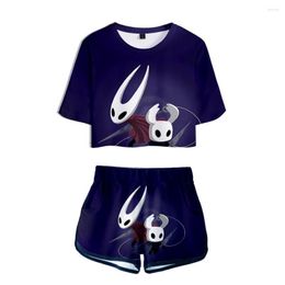 Men's T Shirts Hollow Knight 3D Girls Dew Navel Two Piece Set Women Sexy Short Sleeve Crop T-shirts Shorts Tracksuit