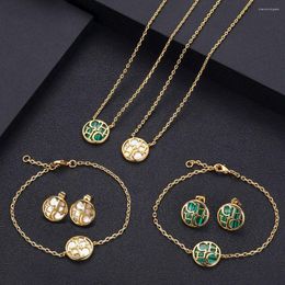 Necklace Earrings Set Luxury Cubic Zirconia Bracelet 3pcs Dubai Full Jewelry For Women Bridal Dress Dinner