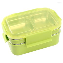 Dinnerware Sets 304 Stainless Steel Stackable Compartment Lunch/Snack Box 2-Tier Bento/ Container For Adults Or Kids
