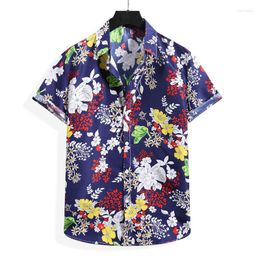 Men's T Shirts 2022 Summer Short Sleeve Flower Shirt Beach Hawaiian Ruffian Handsome Half Fashion