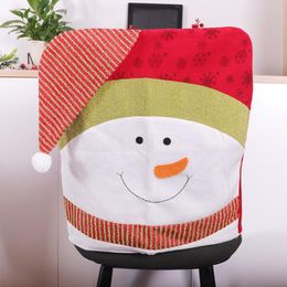 Chair Covers Cartoon Christmas Cover Dining Hall Party Props Cute Santa Claus Snowman Antimacassar Home El Slipcover Supplies
