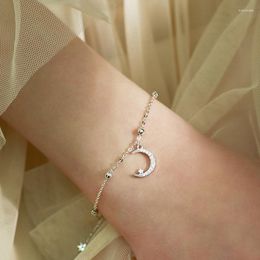 Link Bracelets Bracelet Star Moon Round Beads Chain Charm For Women Adjustable Korean Fashion Student Girl Daily Jewellery BOYULIGE