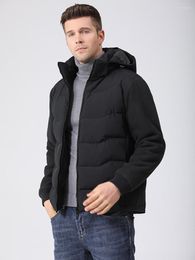 Men's Down Autumn And Winter Quality Jacket Arm Line Chest Grid Hoodie Warm Long-sleeved Solid Colour Leisure Outdoor Sports