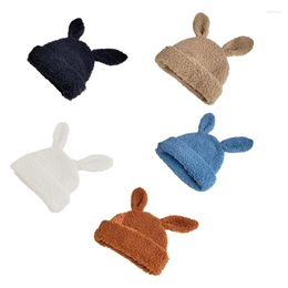 Berets Cute Ears Hat Outdoor Lamb Wool Fluffy Beanie Winter Warm Xmas Gift For Wife Girlfriend Teens Sisters Lover