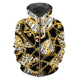 Moletons masculinos moletons masculinos ifpd tamanho da moda de moda barroca zip com capuz masculino/feminina impressão feminina 3d luxuoso casaco de corrente de ouro