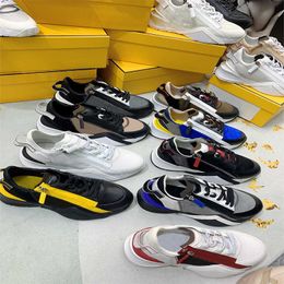 2022 homens sapatos casuais designer fluxo tênis sapatos de tênis de nylon runner treinadores de camurça de camurça de couro preto esportivo branco zíper de borracha com caixa no259