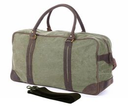 Vintage Military Canvas Leder M￤nner Reisen Taschen gro￟e Gep￤cktaschen Weekend Duffel ￼ber Nacht Tasche Tasche Big M3127646938