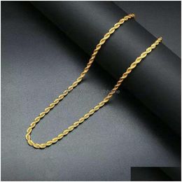 Pendant Necklaces Hip Hop Chain Necklace Men Rapper Trendy Golden Cuba Chains 18 K Real Gold Plated Twist Jewelry Drop Delivery Neck Dhulv